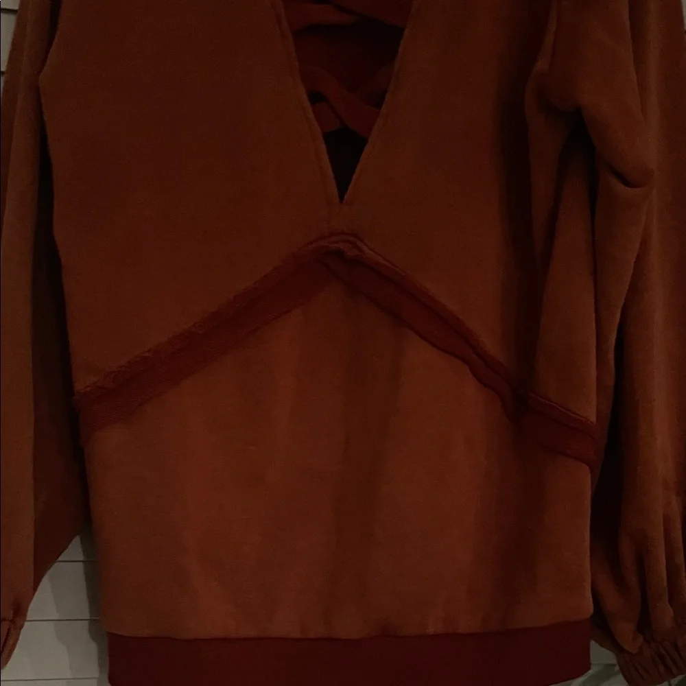 POL Rust Orange Lace-Up Back sweatshirt - Picture 3 of 15